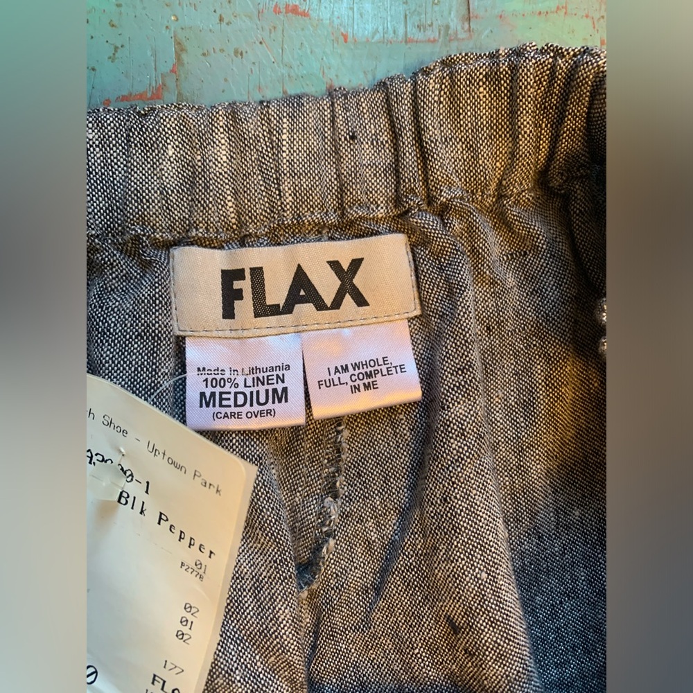 FLAX NWT LINEN PANTS FLOOD CROP SZ MED LANTERN TAPERED BLACK CROSS-DYE LAGENLOOK - Picture 4 of 9